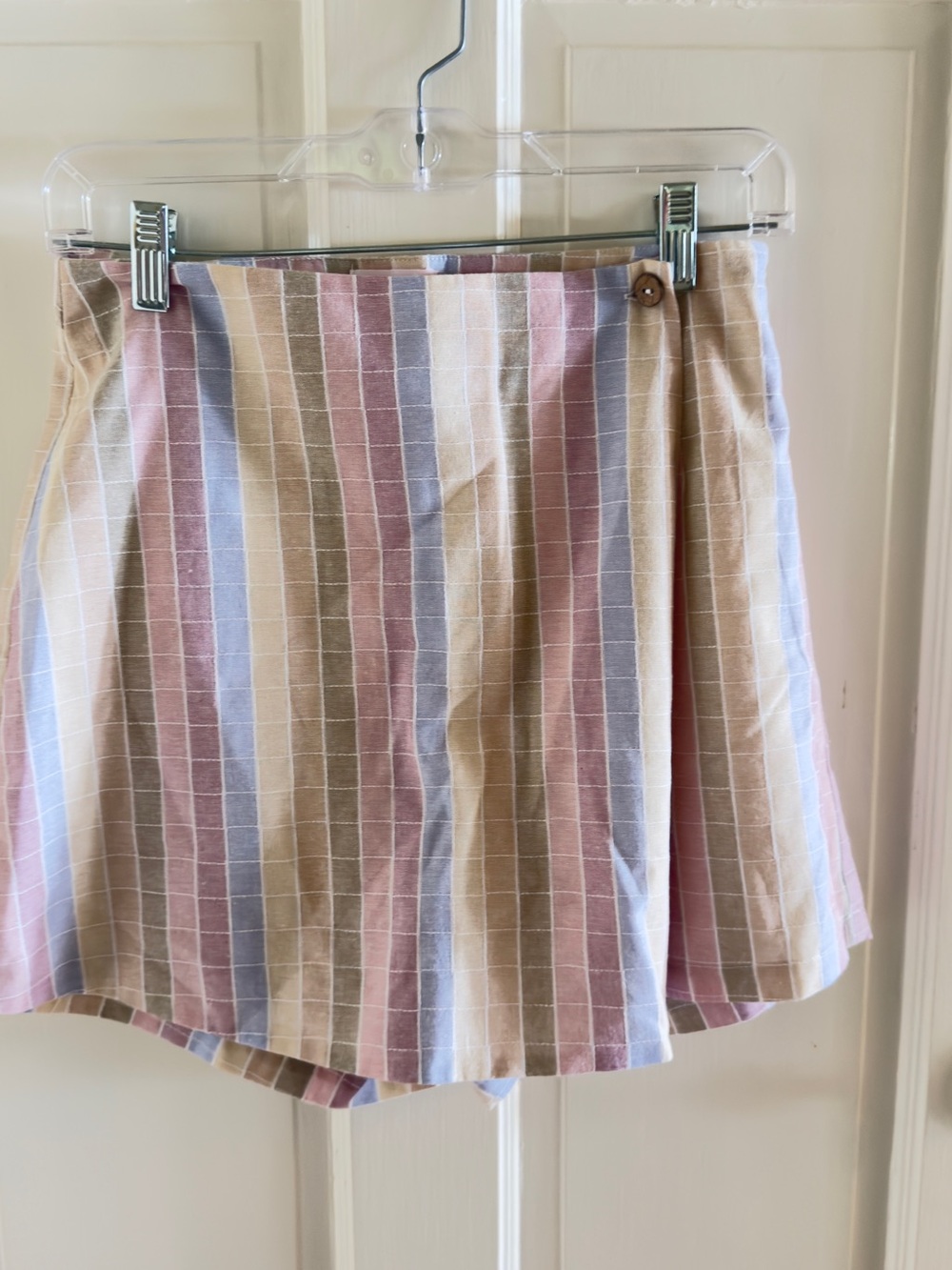 Pink Lily Striped Pastel Mini Skort- Multi